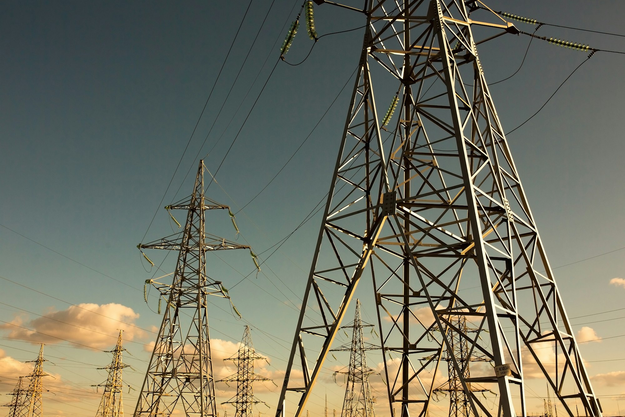 power line support with wires for electricity transmission