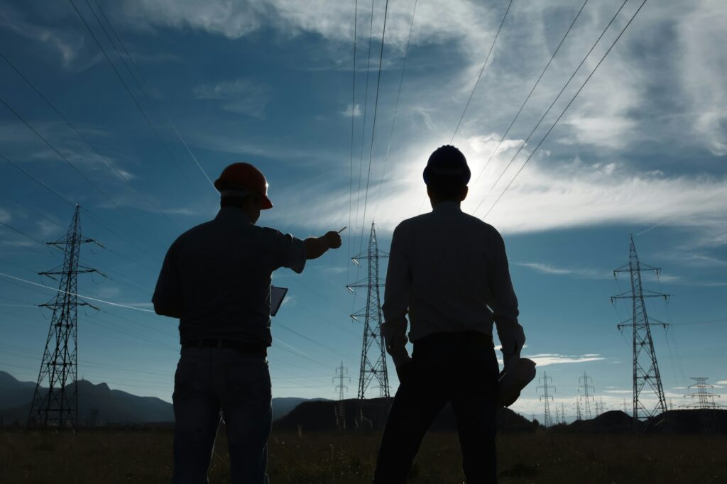 workers at electricity station